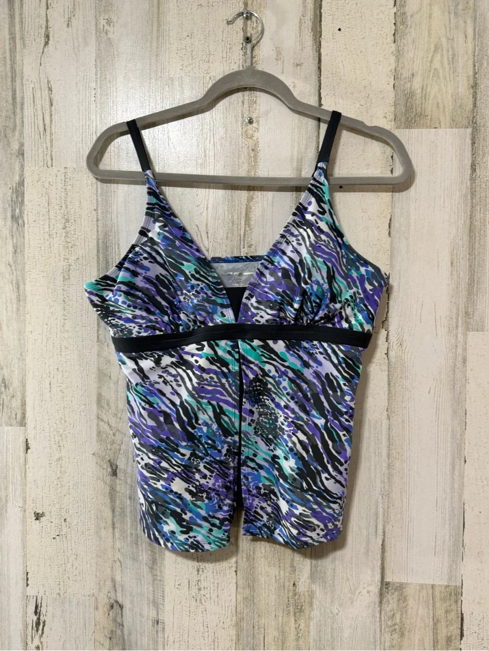 Free Country Blue and Purple Abstract Swim Tankini Top